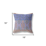 16"x16" Purple And Blue Zippered BroadCloth Damask Throw Pillow