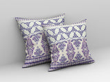 16"x16" Off White And Purple Gray Zip Broadcloth Damask Throw Pillow