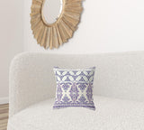 16"x16" Off White And Purple Gray Zip Broadcloth Damask Throw Pillow