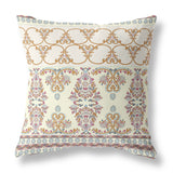 18" Off White Orange Aqua Paisley Indoor Outdoor Zipper Throw Pillow