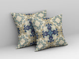 16” Sand Navy Diamond Star Indoor Outdoor Zippered Throw Pillow