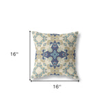 16” Sand Navy Diamond Star Indoor Outdoor Zippered Throw Pillow