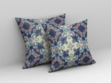 18” Navy White Diamond Star Indoor Outdoor Zippered Throw Pillow