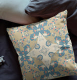 16" Brown Blue Star Indoor Outdoor Zip Throw Pillow