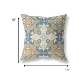 18" Brown Blue Star Indoor Outdoor Zip Throw Pillow