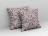 16" Pale Purple Floral Indoor Outdoor Zip Throw Pillow