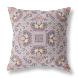 18" Pale Purple Floral Indoor Outdoor Zip Throw Pillow