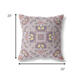 18" Pale Purple Floral Indoor Outdoor Zip Throw Pillow