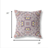 18" Pale Purple Floral Indoor Outdoor Zip Throw Pillow