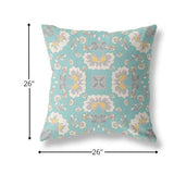 18" Mint White Floral Indoor Outdoor Zip Throw Pillow