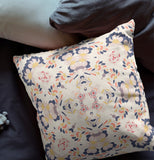 16" Navy White Filigree Indoor Outdoor Zip Throw Pillow