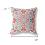 18" Purple Red Filigree Indoor Outdoor Zip Throw Pillow