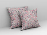 16" X 16" Muted Pink And White Zippered Floral Indoor Outdoor Throw Pillow