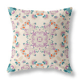 18” Purple Teal Wreath Indoor Outdoor Zippered Throw Pillow