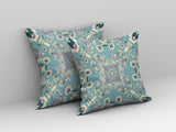 16” Blue Lavender Wreath Indoor Outdoor Zippered Throw Pillow