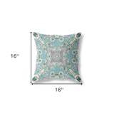 16” Blue Lavender Wreath Indoor Outdoor Zippered Throw Pillow