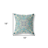 18” Blue Lavender Wreath Indoor Outdoor Zippered Throw Pillow