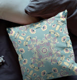 18” Blue Lavender Wreath Indoor Outdoor Zippered Throw Pillow