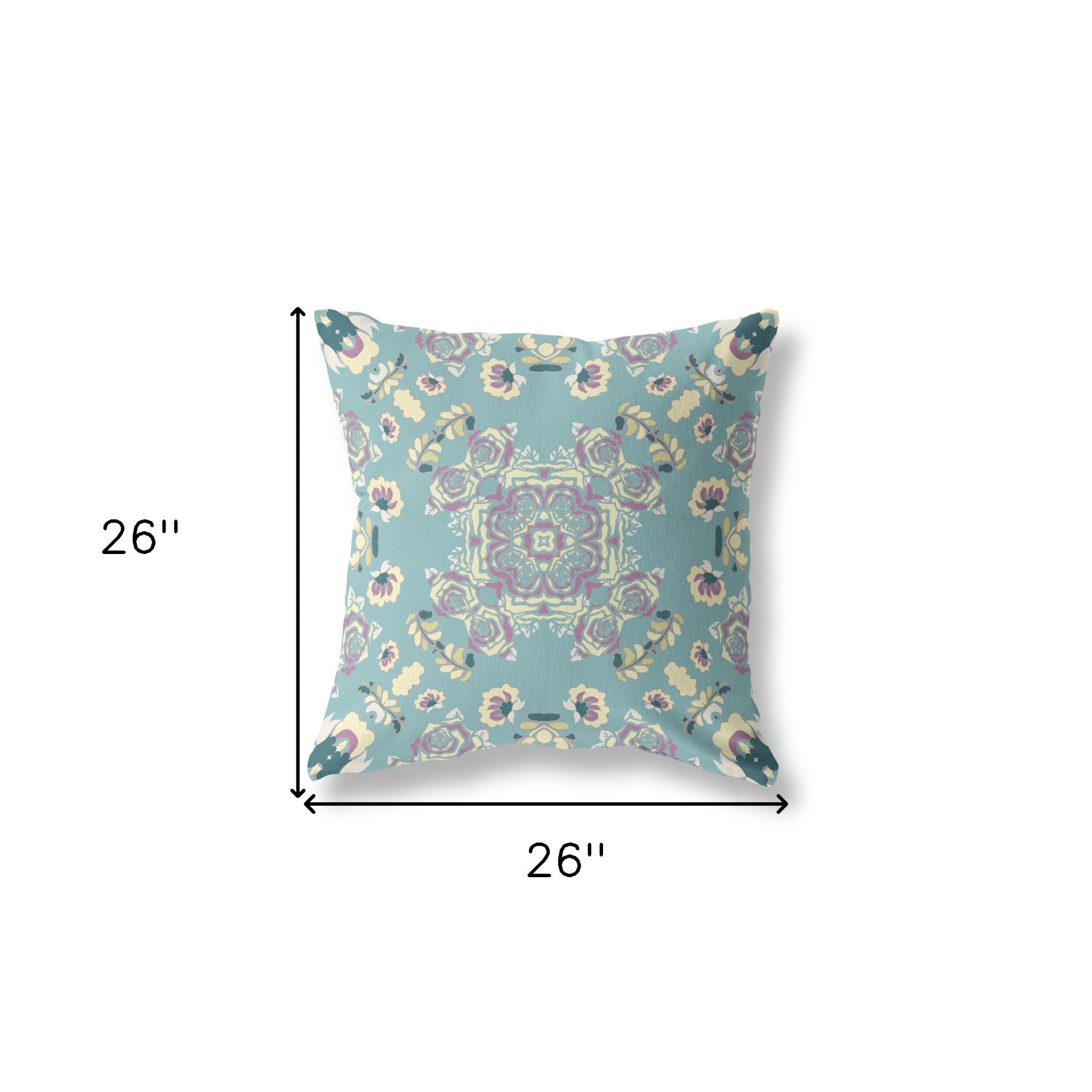 18” Blue Lavender Wreath Indoor Outdoor Zippered Throw Pillow