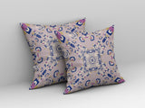 16” Lavender Blue Wreath Indoor Outdoor Zippered Throw Pillow