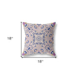 18” Lavender Blue Wreath Indoor Outdoor Zippered Throw Pillow