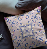 18” Lavender Blue Wreath Indoor Outdoor Zippered Throw Pillow