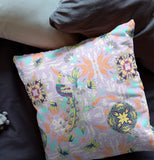 18" Purple Orange Peacock Indoor Outdoor Zip Throw Pillow