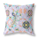 18" Purple Orange Peacock Indoor Outdoor Zip Throw Pillow