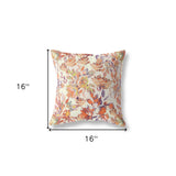 16” Peach Cream Florals Indoor Outdoor Zippered Throw Pillow