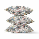 16” Pink Gray Florals Indoor Outdoor Zippered Throw Pillow