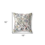 16” Pink Gray Florals Indoor Outdoor Zippered Throw Pillow