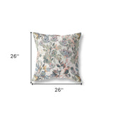 18” Pink Gray Florals Indoor Outdoor Zippered Throw Pillow