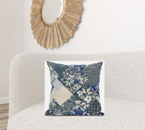 18" Gray Cream Floral Suede Throw Pillow