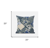 18" Gray Cream Floral Suede Throw Pillow