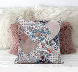 16" White Pink Floral Suede Throw Pillow