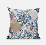 18" Blue Peach Floral Suede Throw Pillow