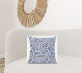 18” Blue Gray Boho Paisley Suede Throw Pillow