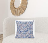 18” Blue Gray Boho Paisley Suede Throw Pillow