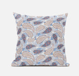 16” Blue Pink Boho Paisley Suede Throw Pillow