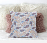 18” Blue Pink Boho Paisley Suede Throw Pillow