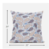 18” Blue Pink Boho Paisley Suede Throw Pillow