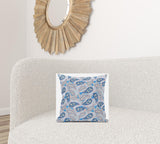 16” Blue Peach Boho Paisley Suede Throw Pillow