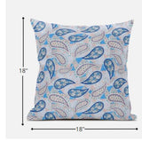 18” Blue Peach Boho Paisley Suede Throw Pillow