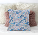 18” Blue Peach Boho Paisley Suede Throw Pillow