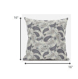 16” Gray Cream Boho Paisley Suede Throw Pillow