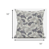 18” Gray Cream Boho Paisley Suede Throw Pillow