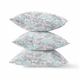 16” Gray Turquoise Boho Paisley Suede Throw Pillow