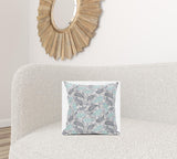 16” Gray Turquoise Boho Paisley Suede Throw Pillow