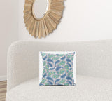 16” Green Indigo Boho Paisley Suede Throw Pillow