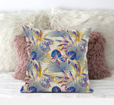 16” Blue Cream Tropical Suede Throw Pillow